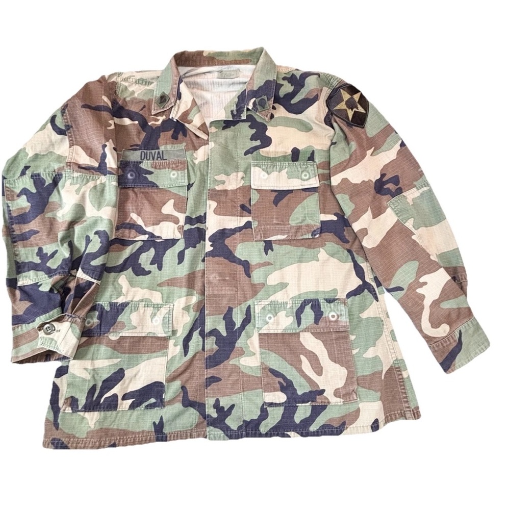 Vintage 90s Us Army Bdu Hot Weather Coat Woodland Camo Mens Large  25th Infantry